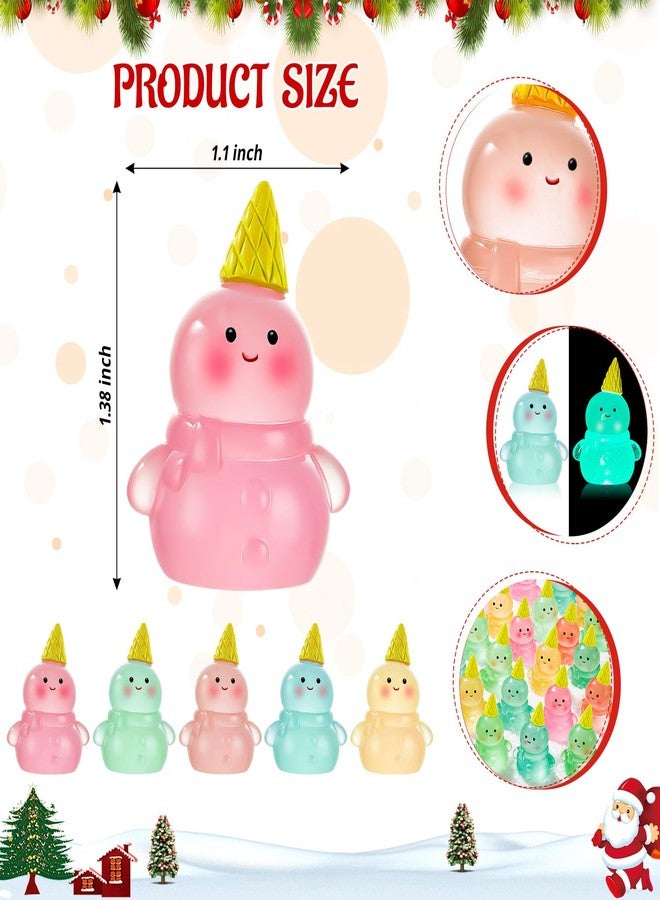 LHSYFBZ 25Pcs Glow in The Dark Miniature Snowman - Mini Resin Snowman for Garden, Aquarium, Dollhouse, Birthday Party, Room Decor - Image 5
